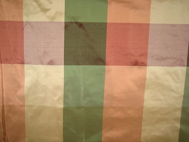 100% Pure Silk Taffeta Fabric shades of dusty pinks to dusty aubergines and cream stone Multi Color plaids TAFC7[2]