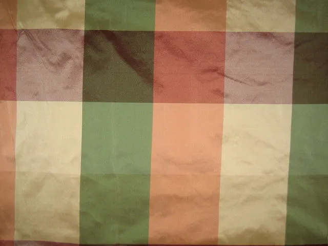 100% Pure Silk Taffeta Fabric shades of dusty pinks to dusty aubergines and cream stone Multi Color plaids TAFC7[2]