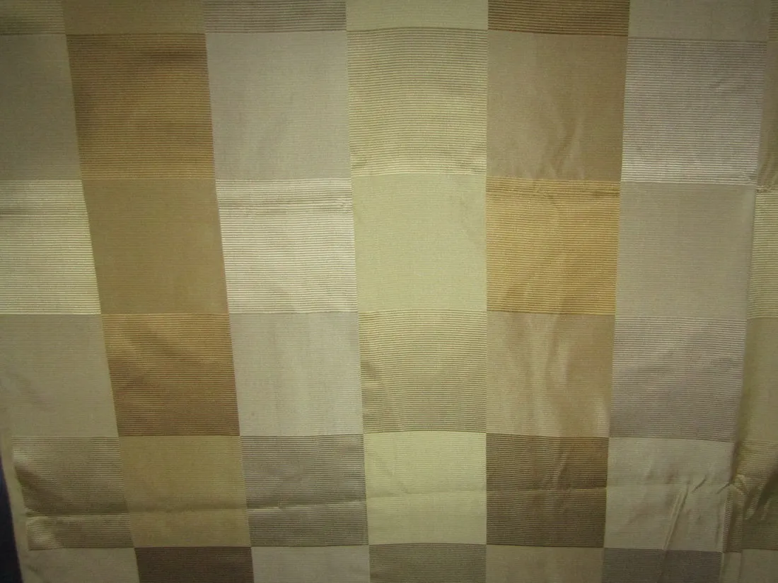 100% PURE SILK TAFFETA FABRIC shades of gold PLAIDS 54&quot;wide TAFC65[1]