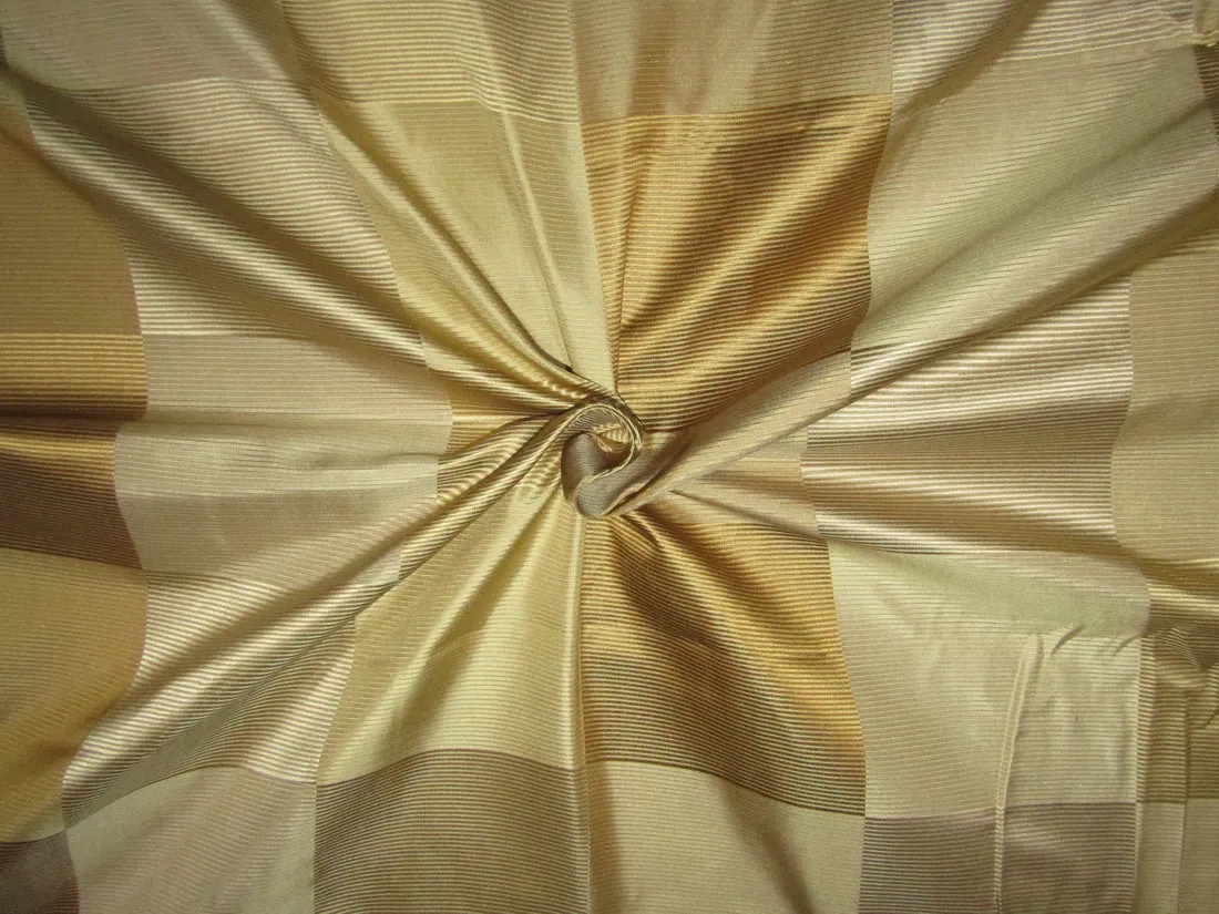 100% PURE SILK TAFFETA FABRIC shades of gold PLAIDS 54&quot;wide TAFC65[1]