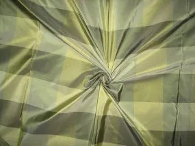 100% Pure Silk Taffeta Fabric Shades of Green plaids 54" wide TAF#C18[1]