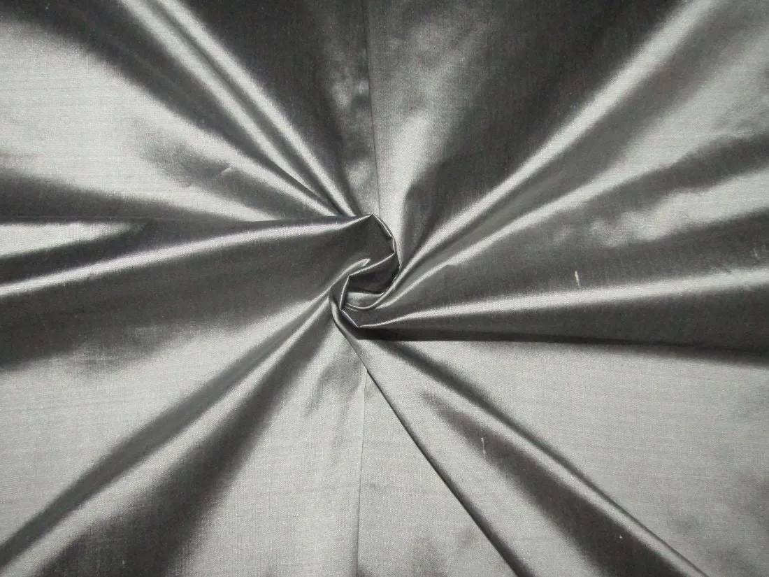 100% Pure Silk TAFFETA Iridescent Silver x Black Color Fabric 54" wide TAF249[2]