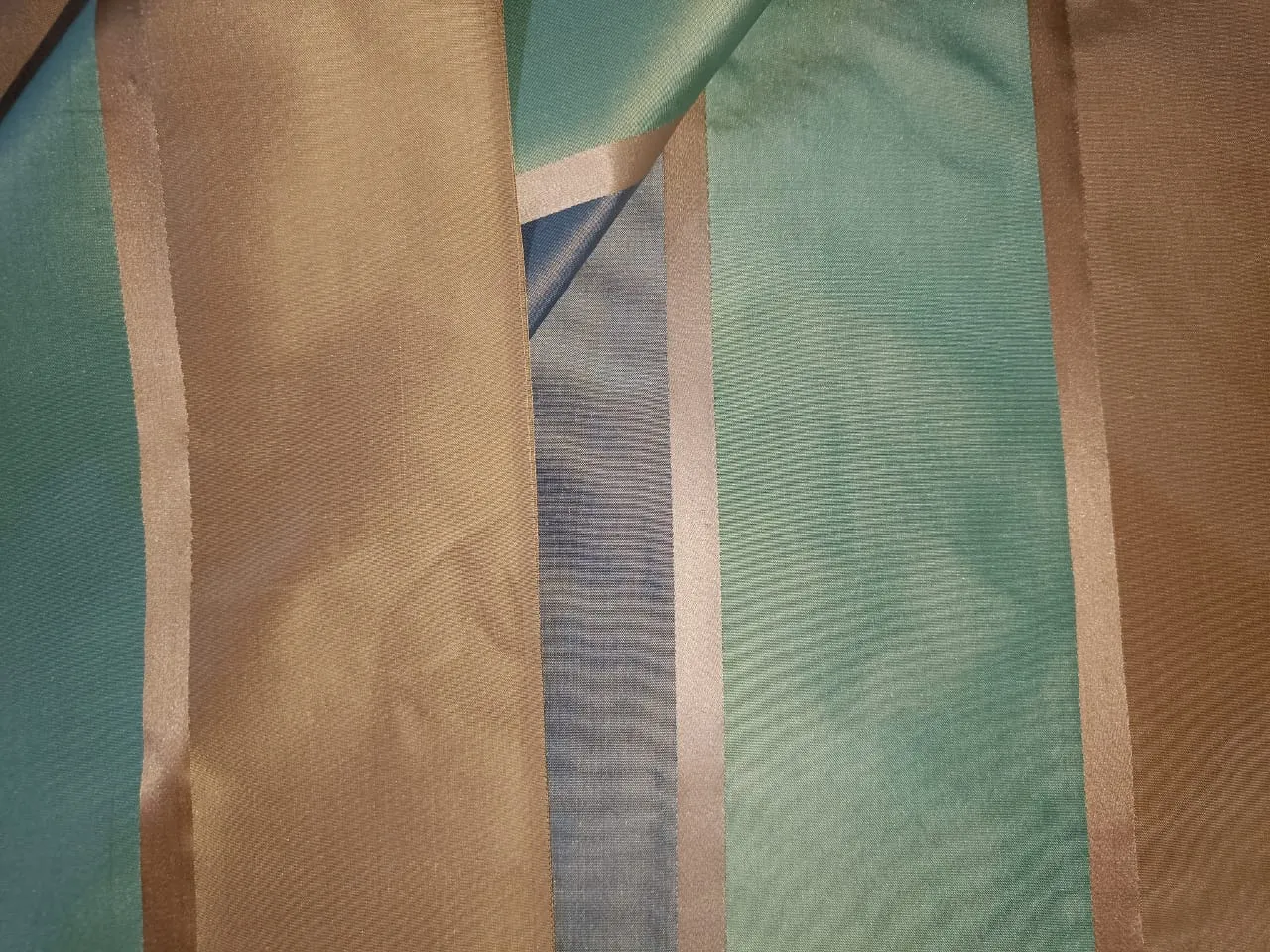 100% SILK TAFFETA FABRIC GREEN,BLUE,BEIGE COLOR WITH SATIN STRIPES 54" wide TAF#S127[1]