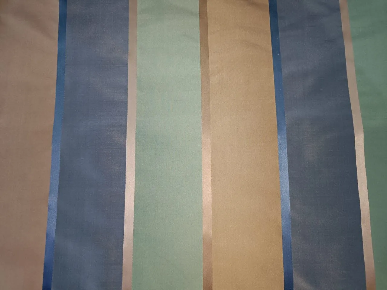 100% SILK TAFFETA FABRIC GREEN,BLUE,BEIGE COLOR WITH SATIN STRIPES 54" wide TAF#S127[1]