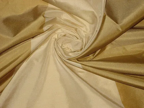 100% Silk taffeta fabric mustard yellow & gold cream stripes 54"wide TafS42