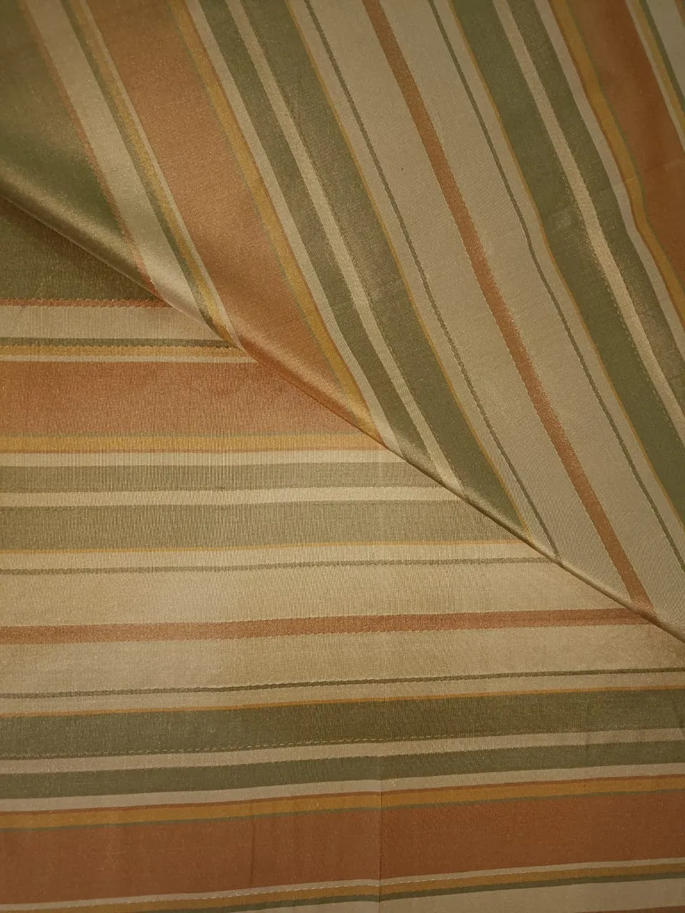 100% SILK TAFFETA FABRIC with Multi Colour Satin Stripes 54" wide Taf#S59[2]