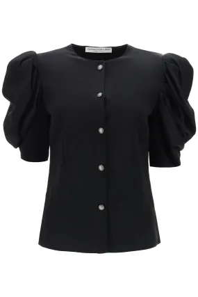 Alessandra Rich Envers Satin Blouse With Bouffant Sleeves