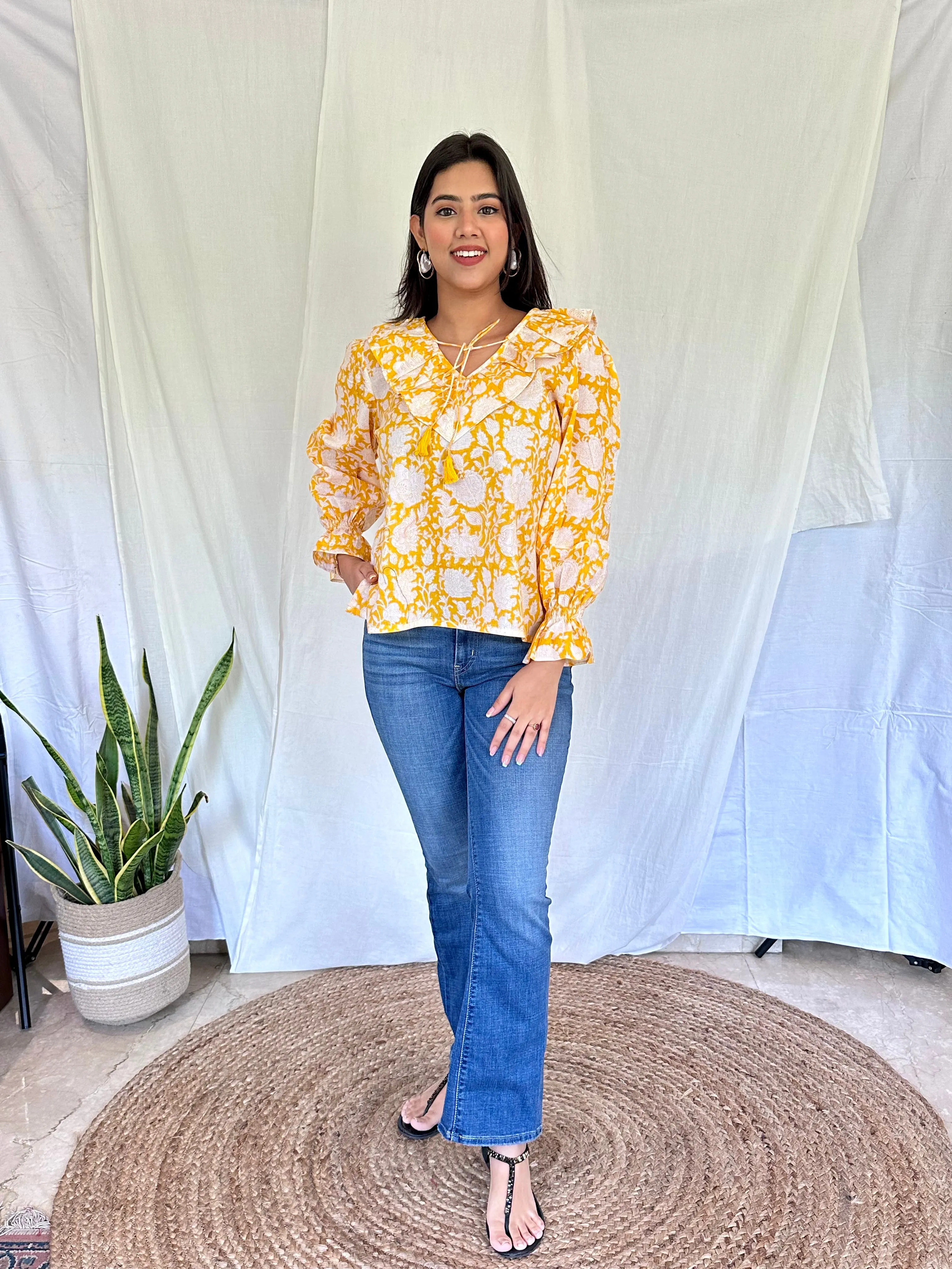 Amber Yellow Floral Top