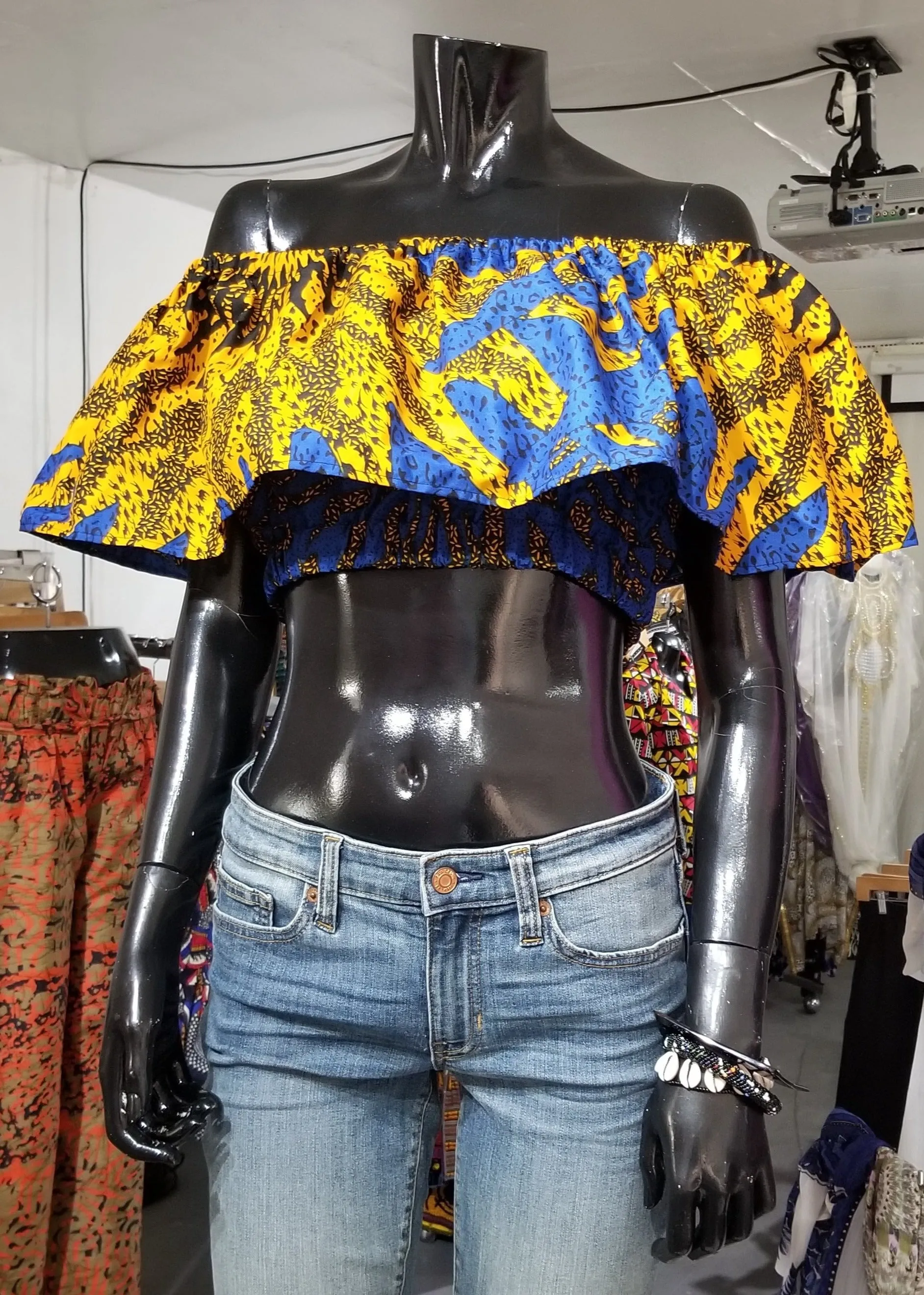 Ankara Ruffle Crop Tops II