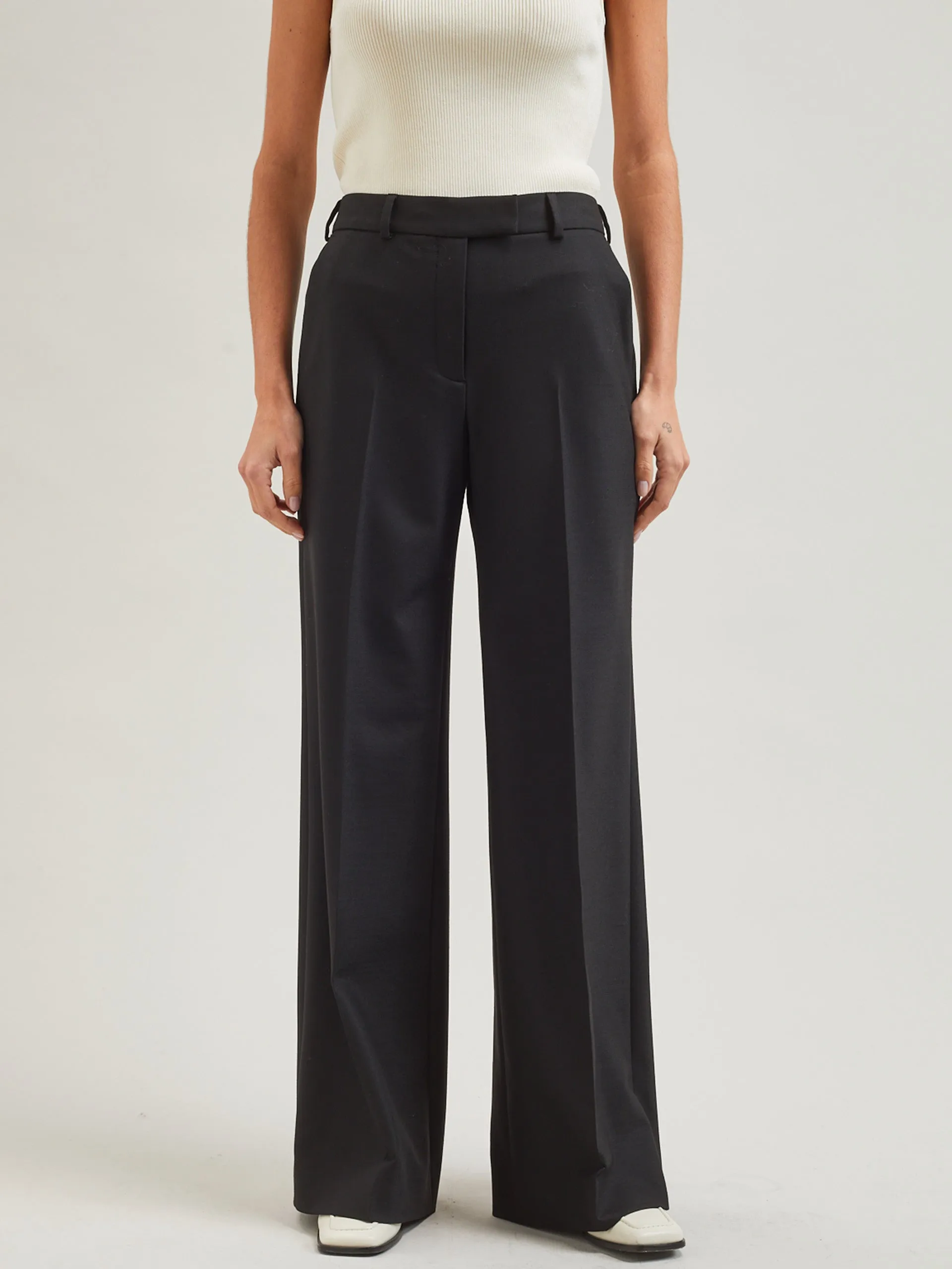 Black Terence new wool wide leg trousers