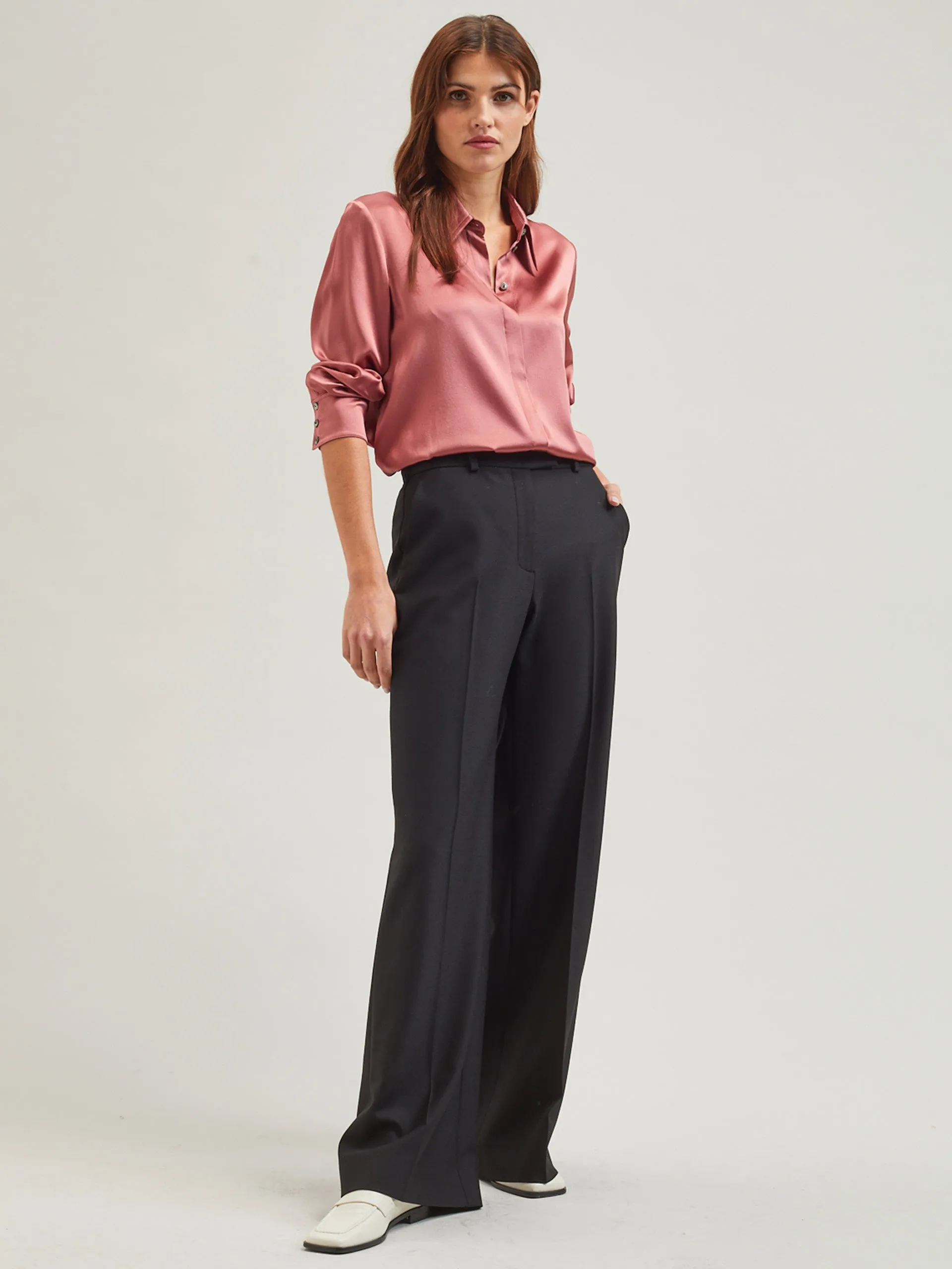 Black Terence new wool wide leg trousers