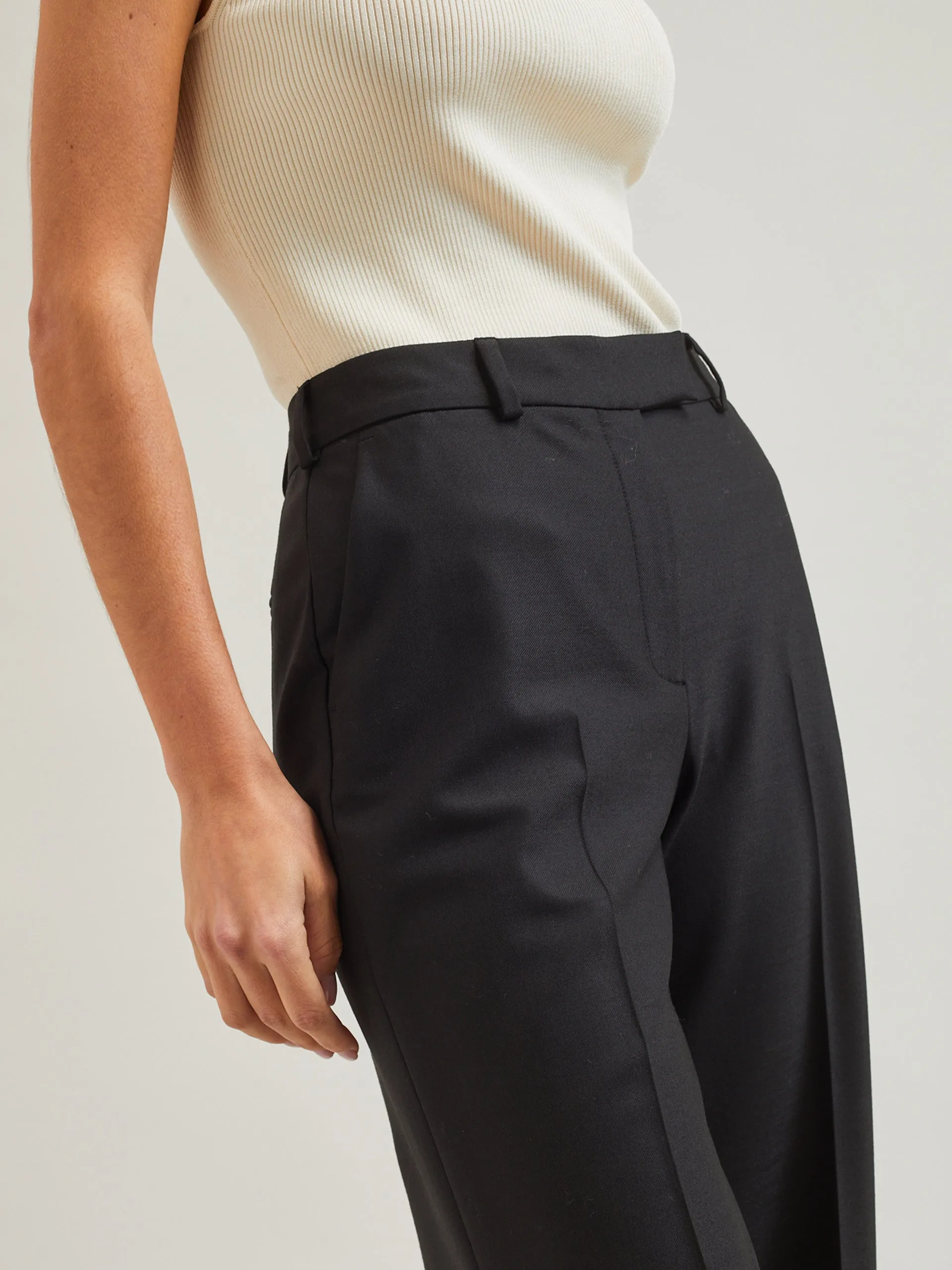 Black Terence new wool wide leg trousers