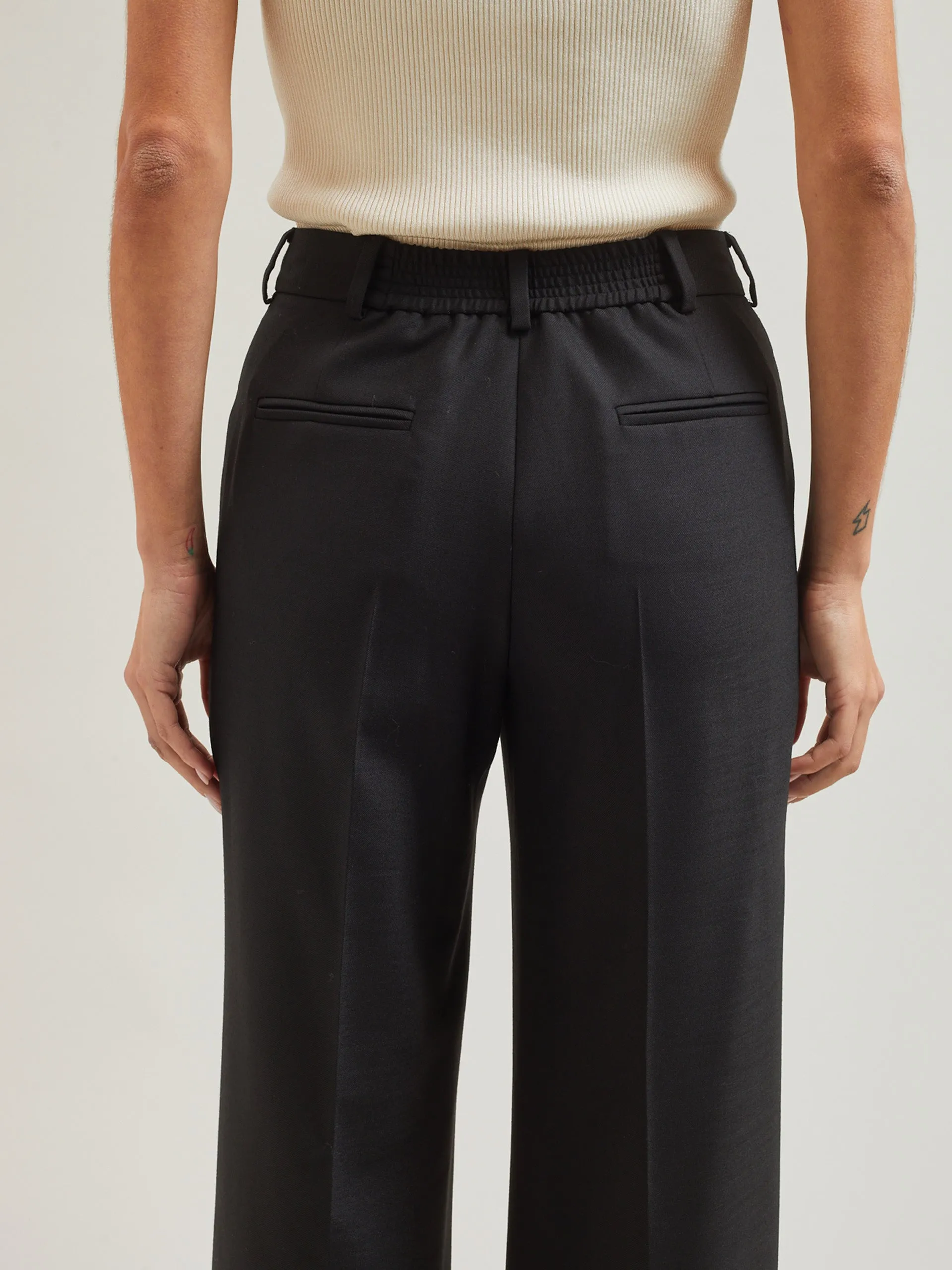 Black Terence new wool wide leg trousers