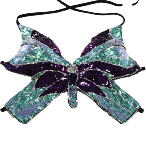 Butterfly Sequin Crop Tops