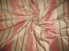 Candy Pink and Beige colour stripe Silk Taffeta Fabric TAFS24 54&quot; wide