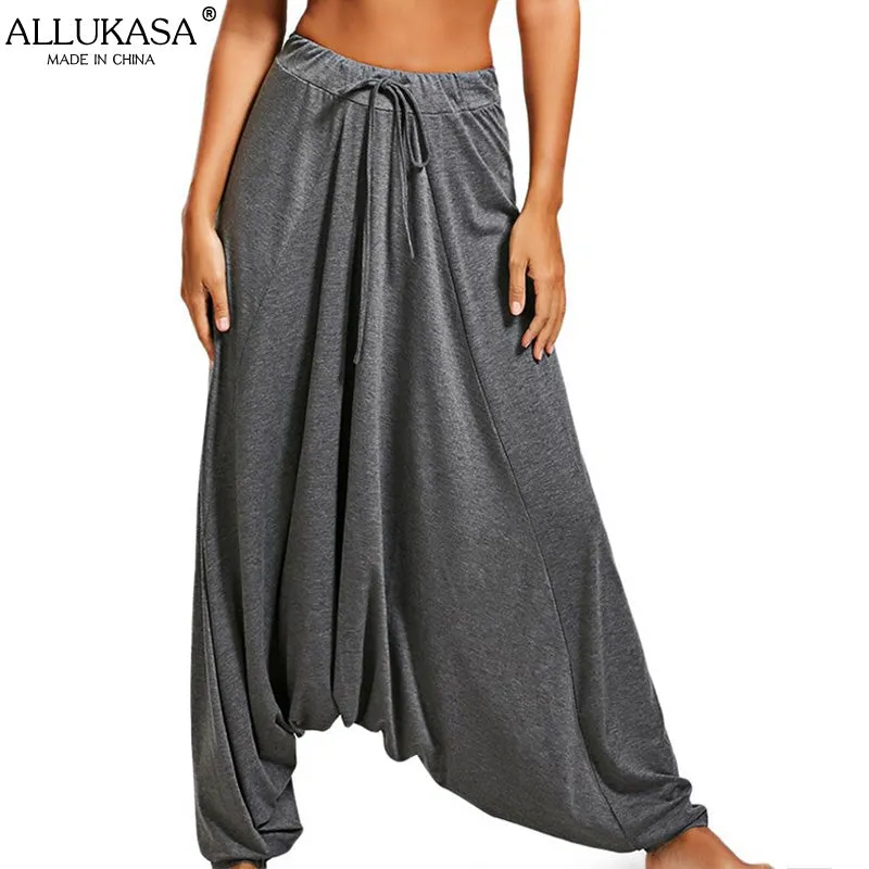 Casual Women's Harem Drop-Crotch Baggy Wide Legged Plus-Sized Full Length Trousers