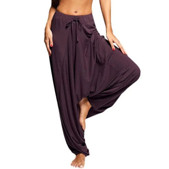 Casual Women's Harem Drop-Crotch Baggy Wide Legged Plus-Sized Full Length Trousers