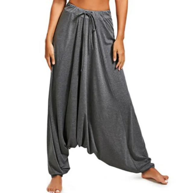 Casual Women's Harem Drop-Crotch Baggy Wide Legged Plus-Sized Full Length Trousers