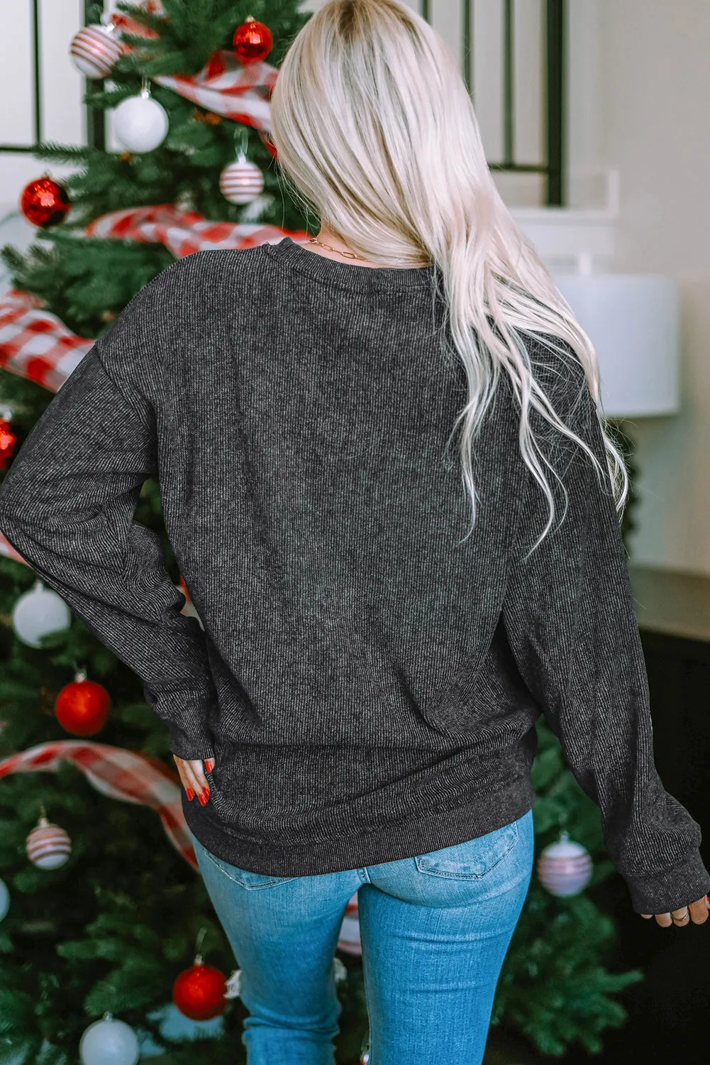 Christmas Graphic Corded Sweatshirt