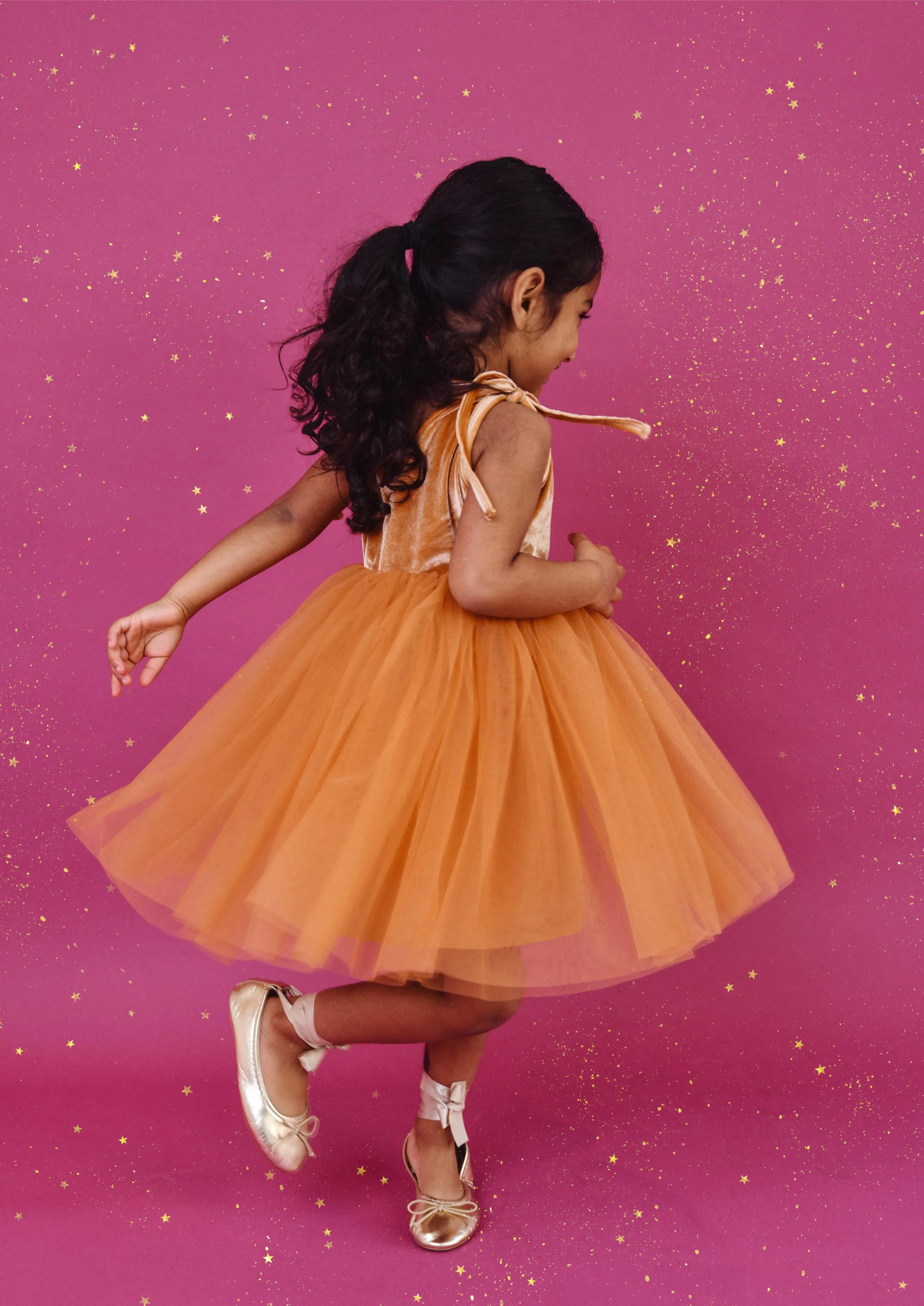 DOLLY UNIVERSE VELVET COSMIC STRINGS TUTU DRESS caramel