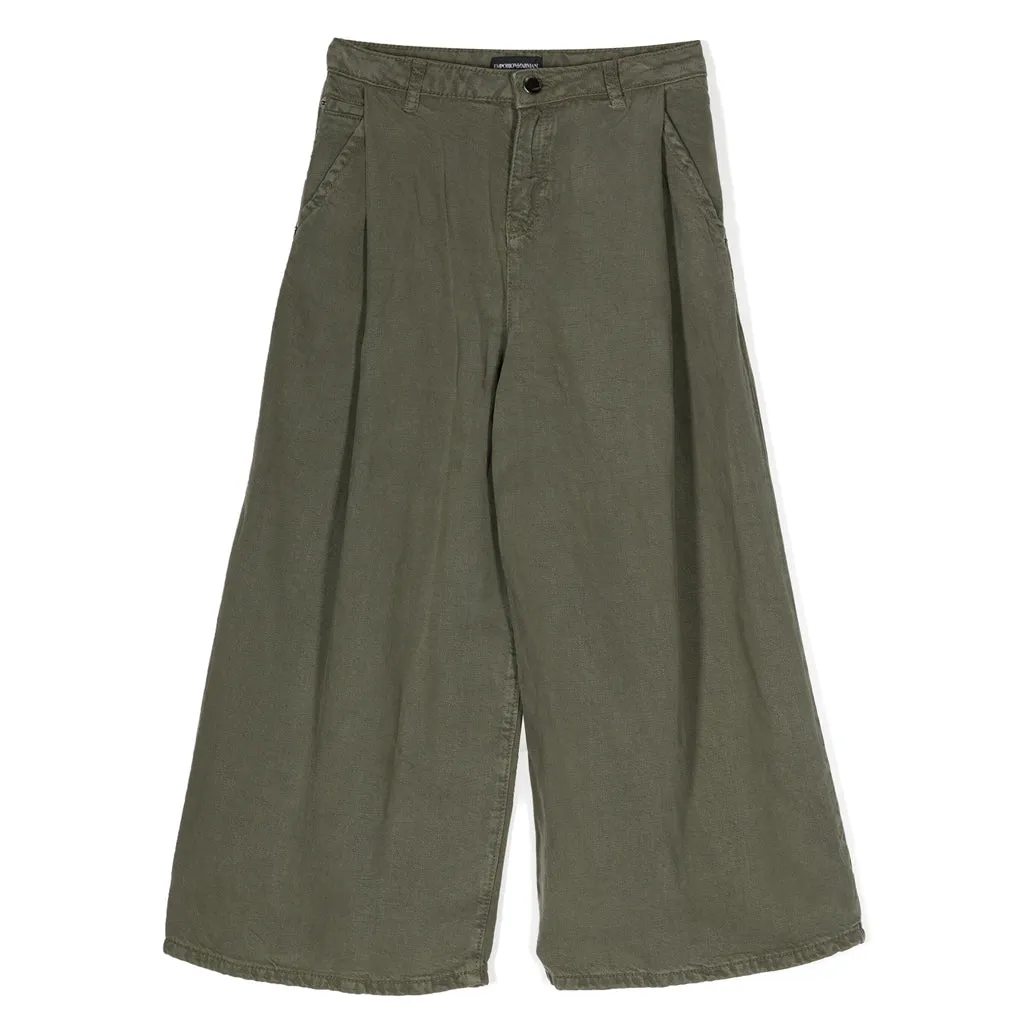 Emporio Armani Junior Wide Leg Cotton Trousers