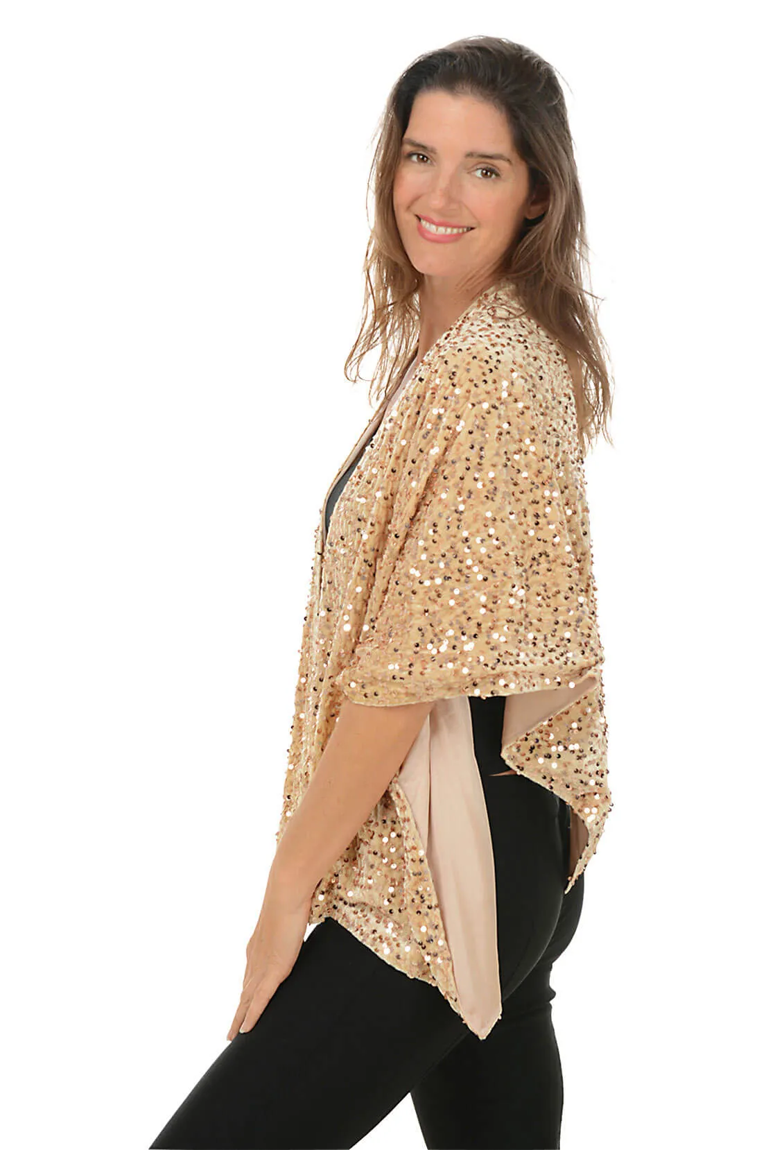 Gold Sequined Velvet Keyhole Wrap