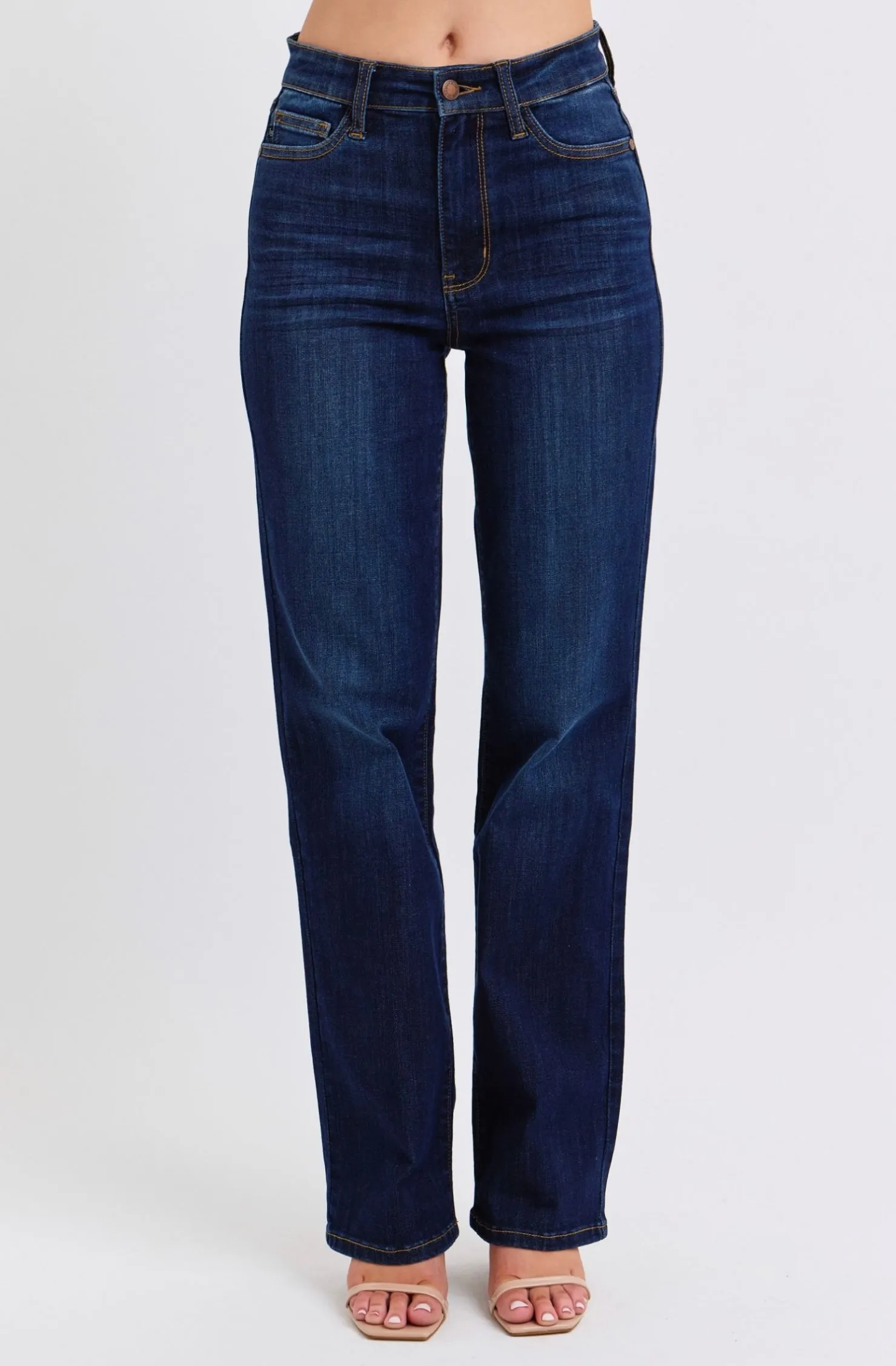 High Waisted Straight Dark Wash Jeans