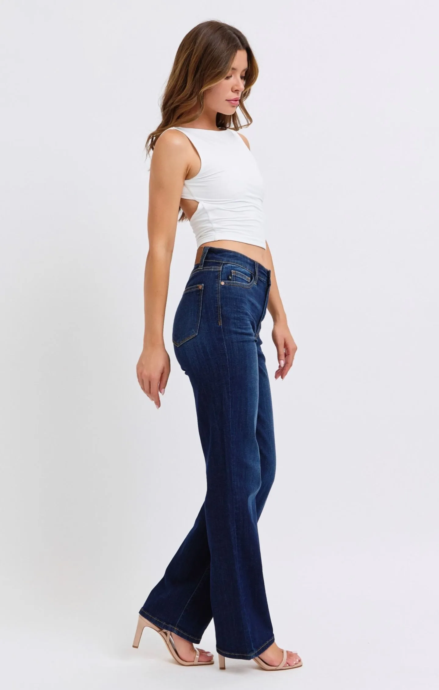 High Waisted Straight Dark Wash Jeans