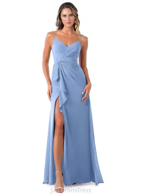 Kaliyah Trumpet/Mermaid Floor Length Natural Waist One Shoulder Sleeveless Velvet Bridesmaid Dresses