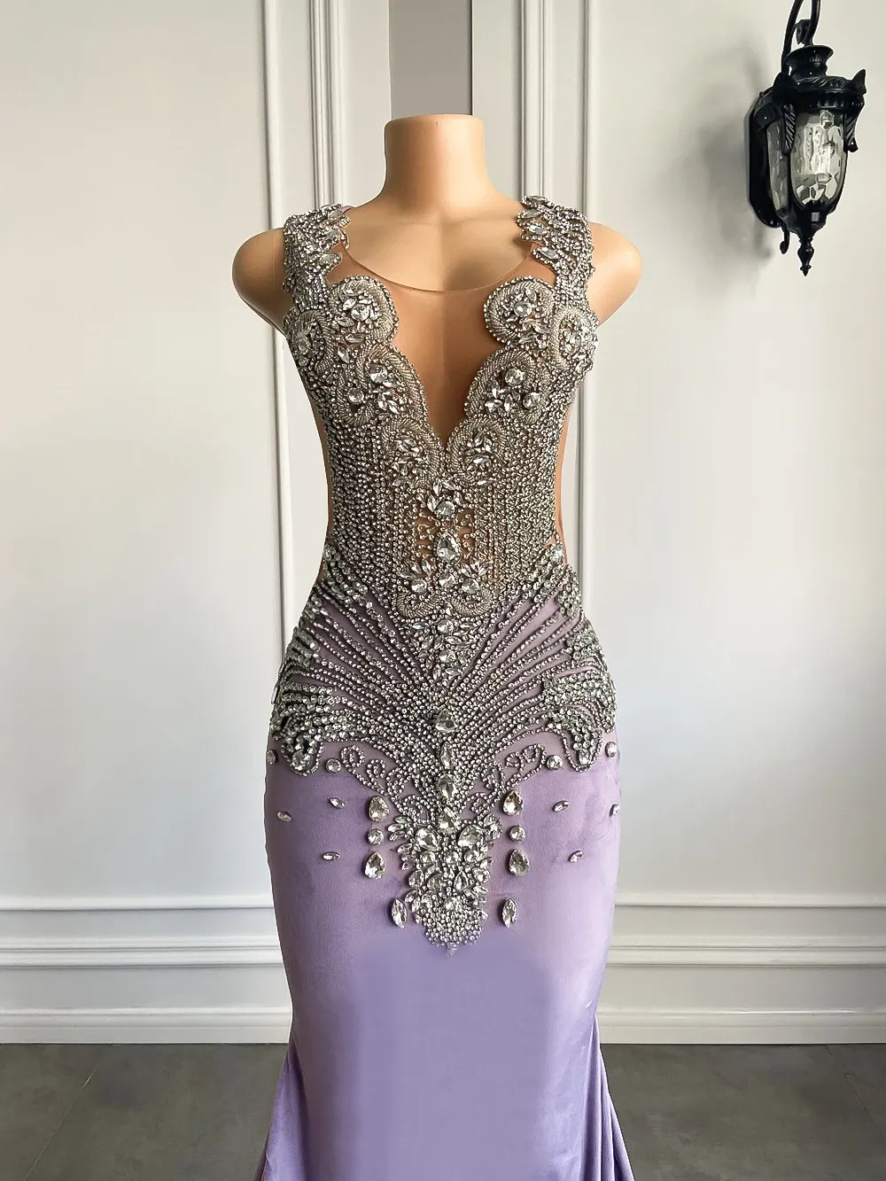 Long Sparkly Prom Dresses 2024 Gorgeous Sexy Mermaid Style Silver Diamond Black Girls Lavender Velvet Prom Gala Formal Gowns