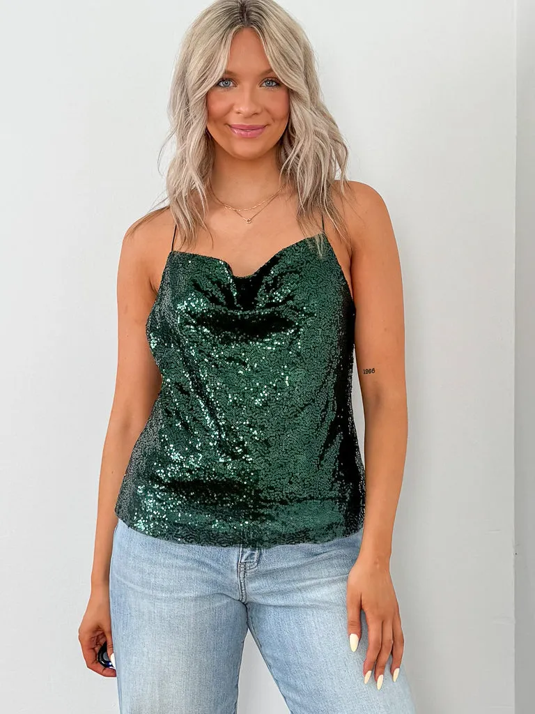 Monica Sequined Top - Dark Green