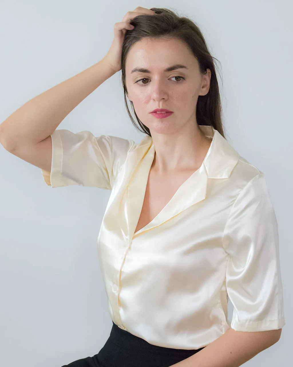 Nera Champagne Satin Blouse