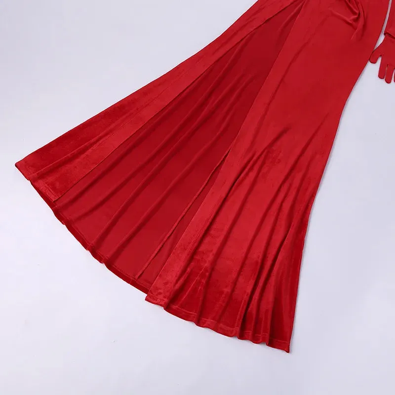 On-Trend Velvet High-Slit Evening Gown