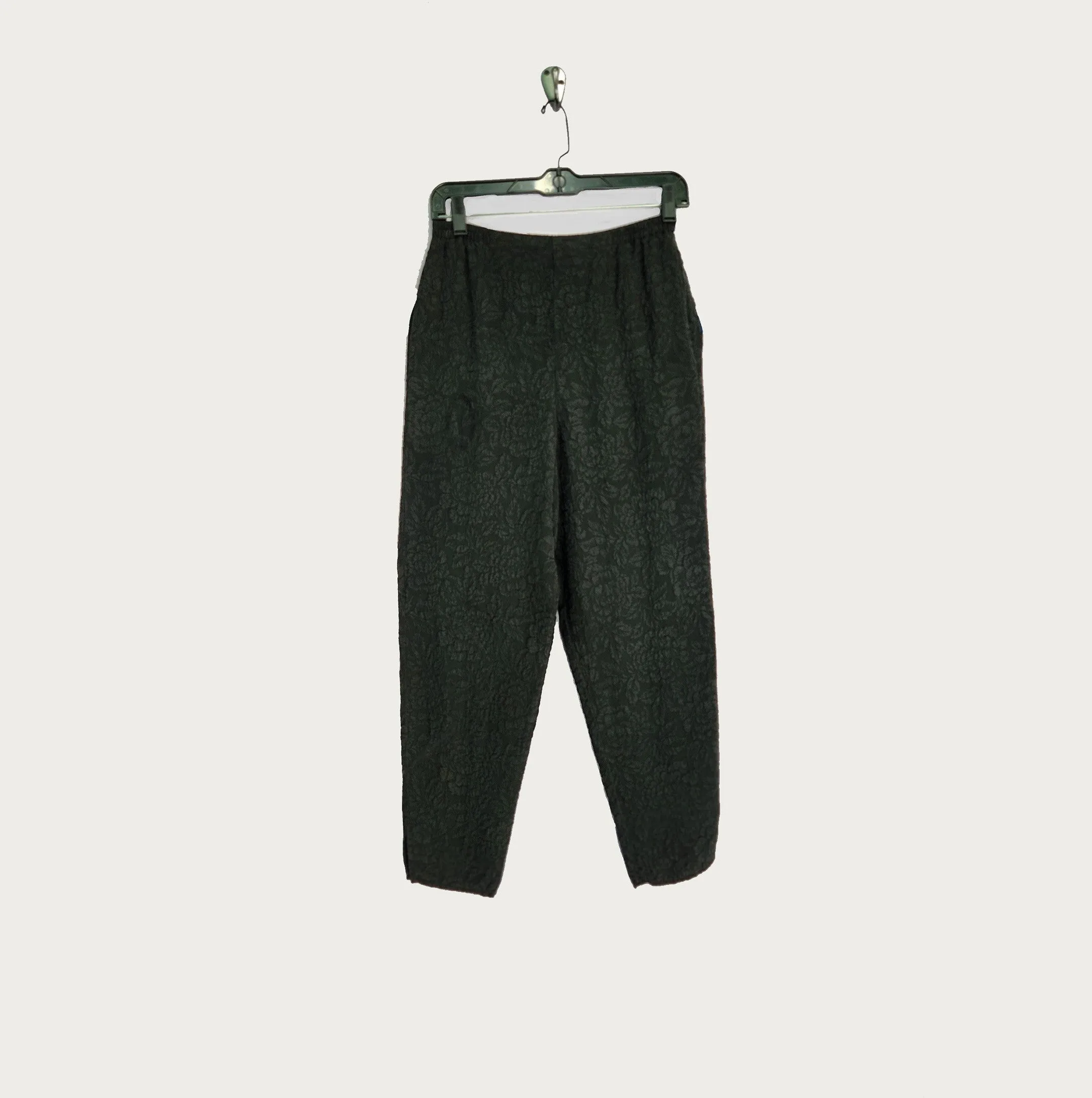 Pencil Pants in Black Textured Silk