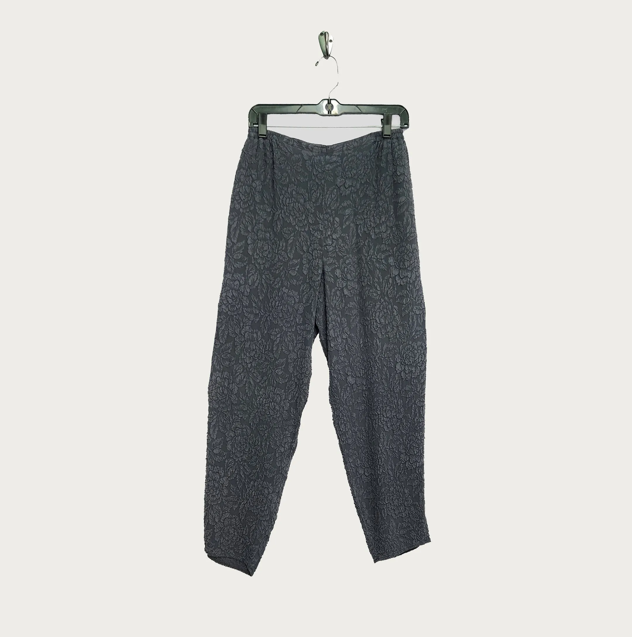 Pencil Pants in Charcoal Textured Silk