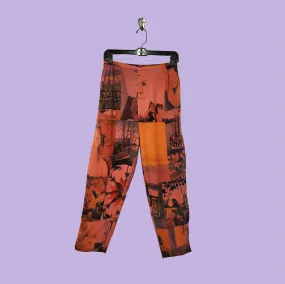 Pencil Pants in Intuition Coral Printed Silk