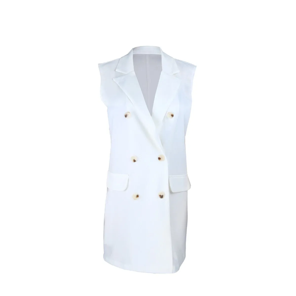 Purpdrank - Autumn New Women Blazer White Suit Formal Vest Double Breasted Thin Jacket Female Temperament Commuter Vest Blazer Jacket