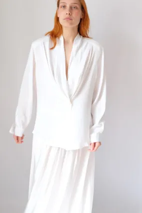 SATIN LIQUID WHITE WRAP BLOUSE