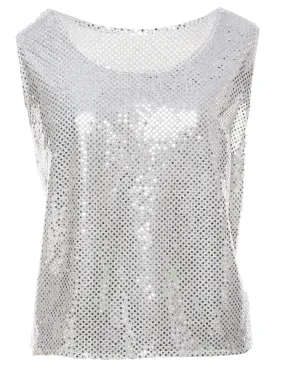 Sequined Silver Evening Top - XL