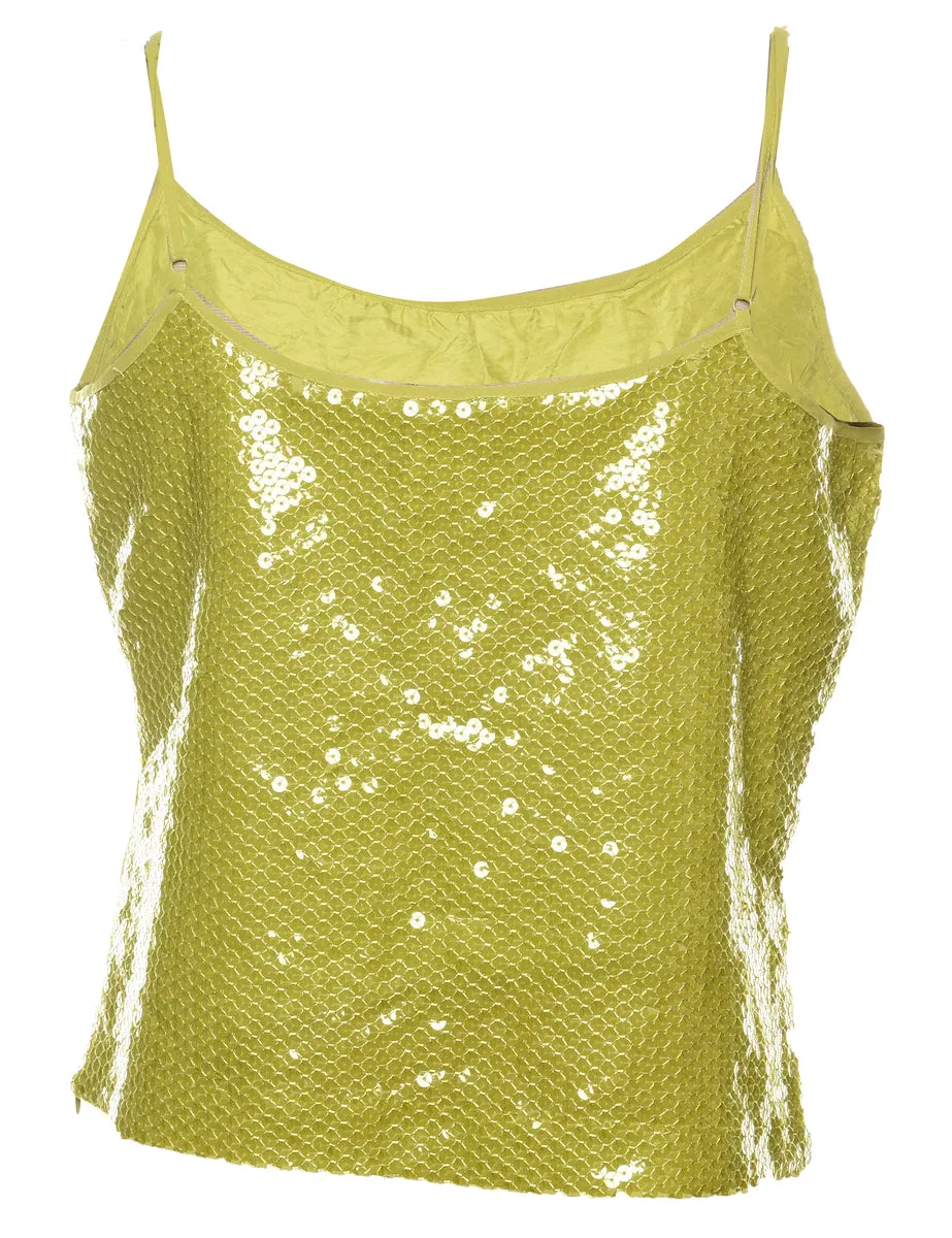 Silk Sequined Evening Top - M