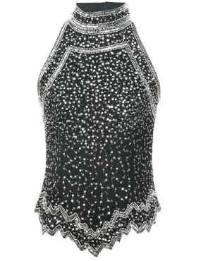 Silk Sequined Evening Top - XS