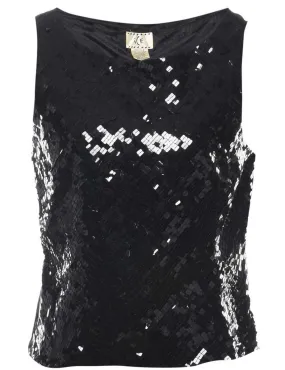 Silk Sequined Party Top - M