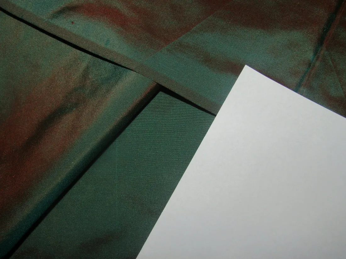 SILK TAFFETA FABRIC Iridescent Sea Green x Brown Shot color 54" wide TAF226[1]