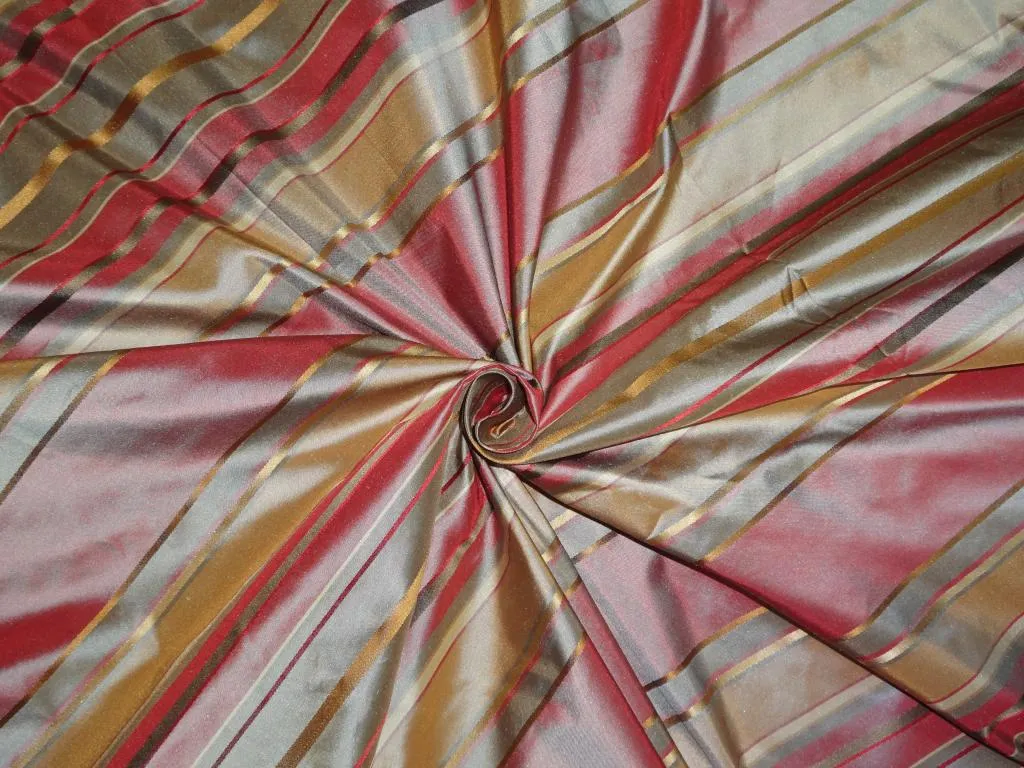 Silk Taffeta Fabric Multi colour with satin stripes 54&quot; wide TAFS109