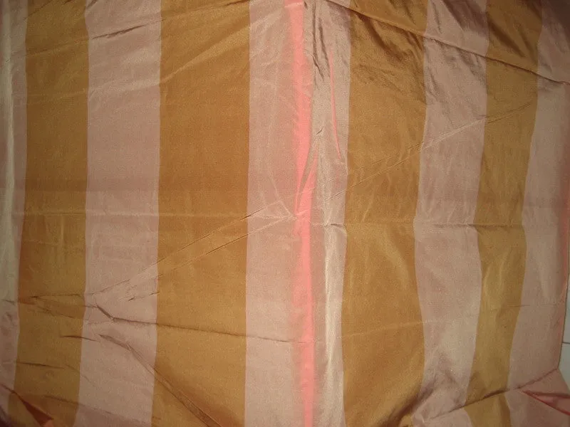 Silk Taffeta Fabric Rusty Peach &amp; Salmon Pink stripes 54&quot; wide Taf#S53[1]