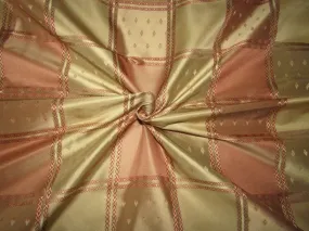 SILK TAFFETA Plaids FABRIC SALMON Pink &amp; Light Gold jacquard 54" wide TAFCJ9