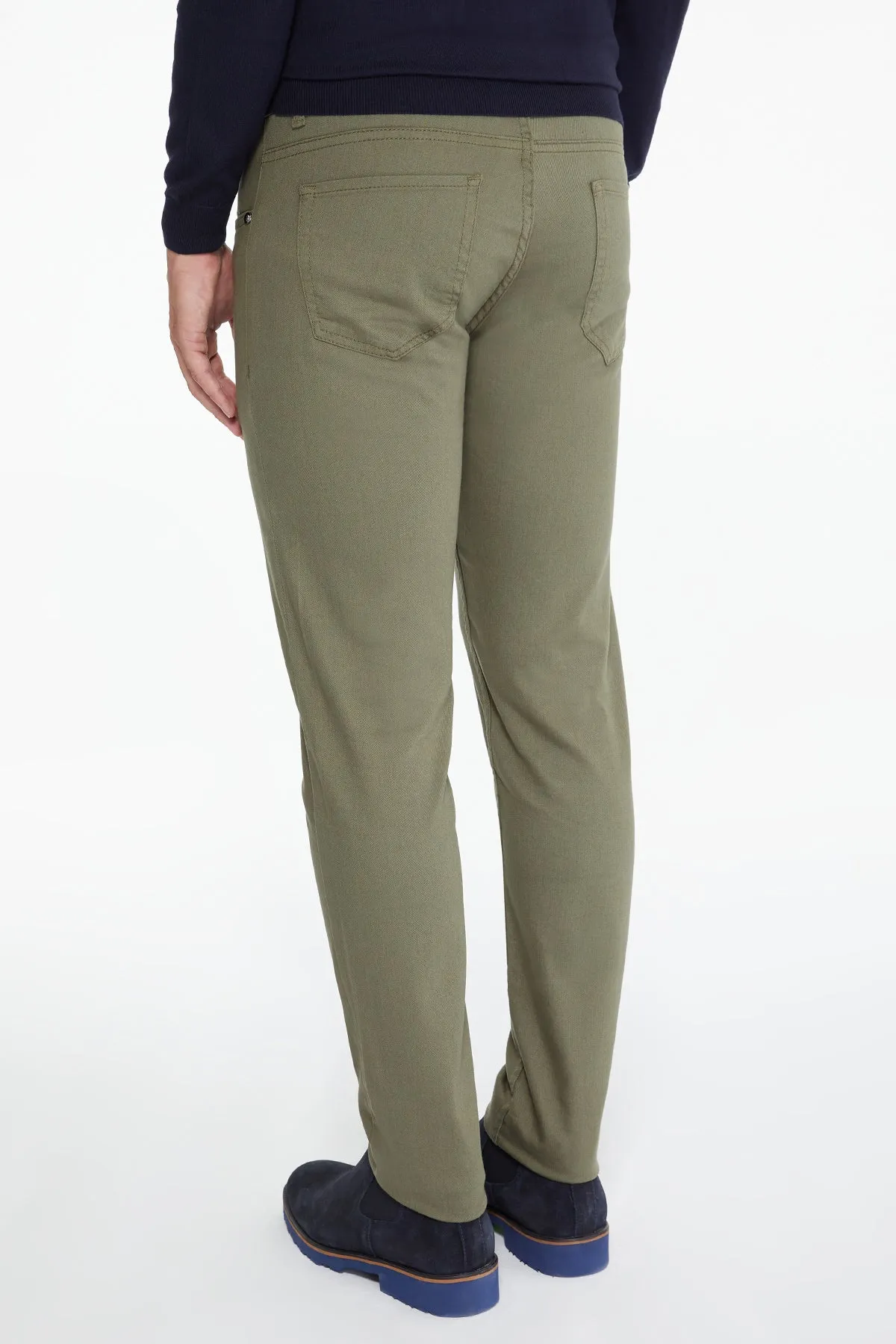 Slim Fit Low Waist Unpleated Cotton Blend Khaki Casual Pants