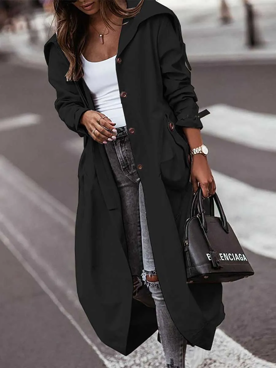 Stunncal Large Lapel Mid-Length Trench Coat Jacket