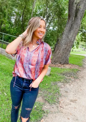 Sunset Snake Ruffled Top