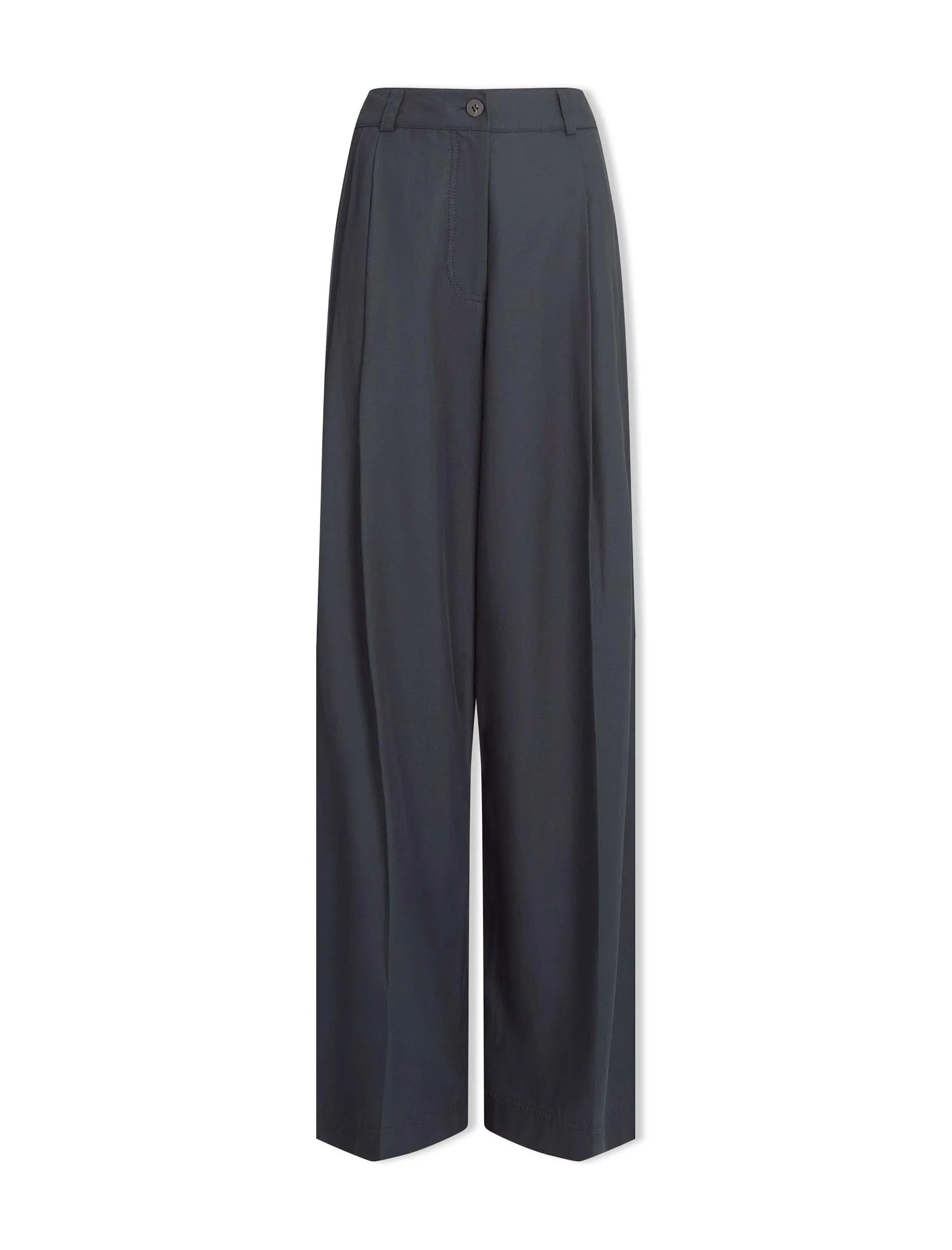 Tamara Cotton Twill Wide Leg Trouser - Navy